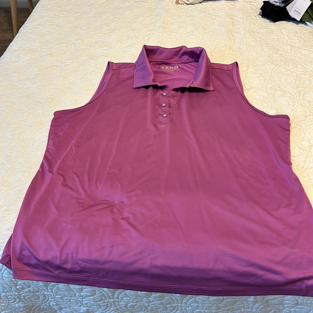 Izod Sleeveless Polo in Magenta